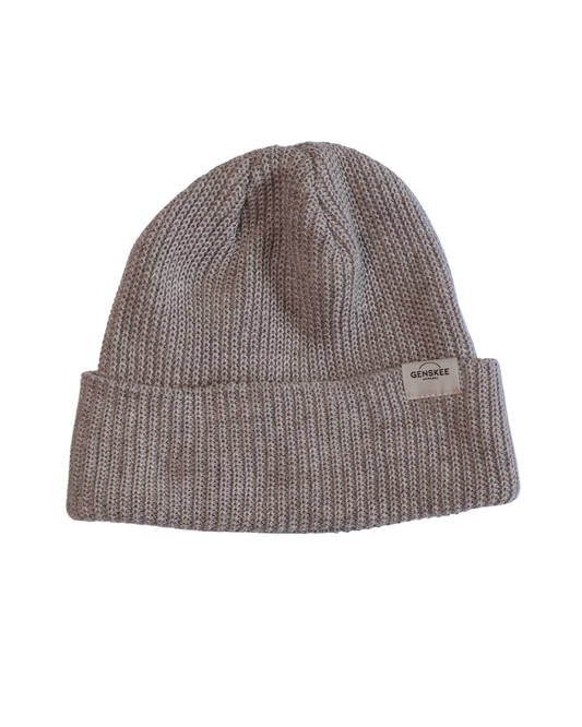 The Ribbed Beanie in Taupe