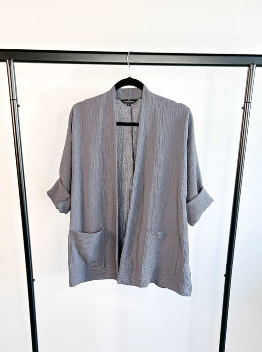 The Organic Cotton Cardigan in Smoke