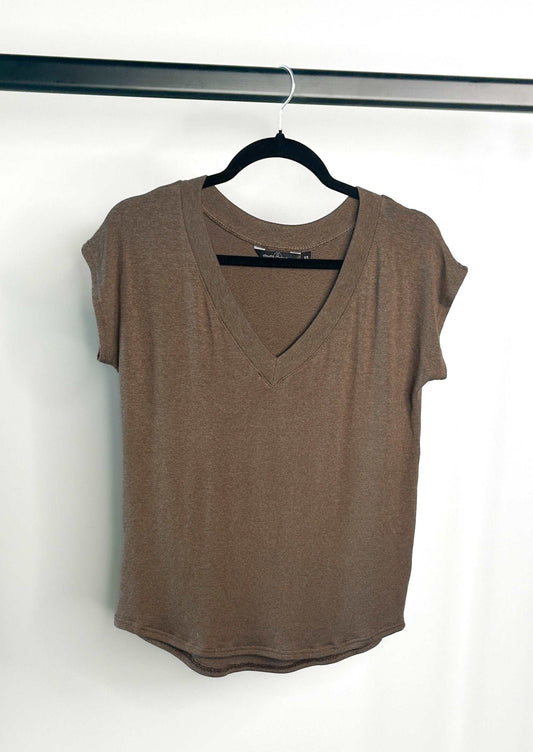 The V-Neck Sweater Tee in Wood Smoke